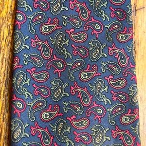 Silk necktie narrow paisley print multicolor Italian